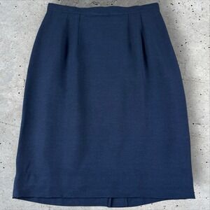 Vtg Karl Lagerfeld France Navy Blue Pencil A-Line Skirt Sz 40‎ US 8